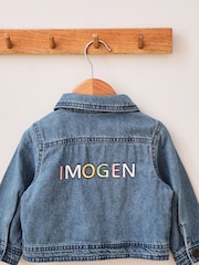 Personalised Pastel Letter Patch Denim Jacket by My 1st Years - Image 1 of 5