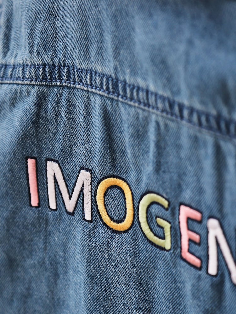 Personalised Pastel Letter Patch Denim Jacket by My 1st Years - Image 2 of 5