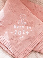 Personalised 100% Cotton Born in 2024 Star Jacquard Blanket by My 1st Years - Image 1 of 4