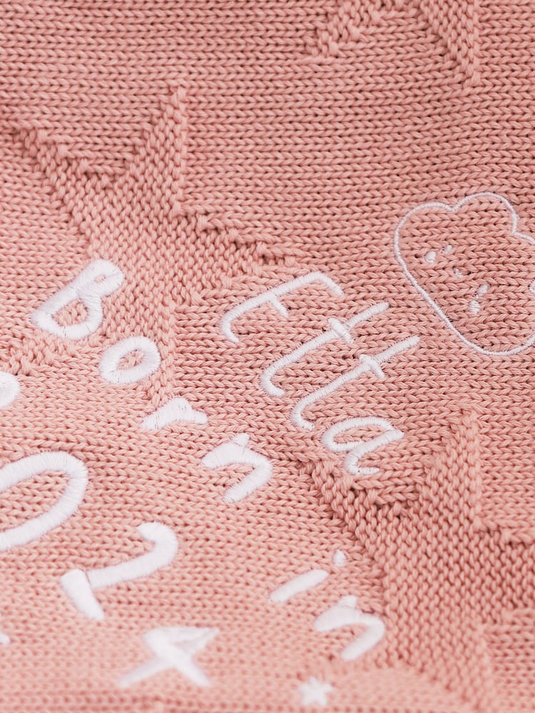 Personalised 100% Cotton Born in 2024 Star Jacquard Blanket by My 1st Years - Image 2 of 4