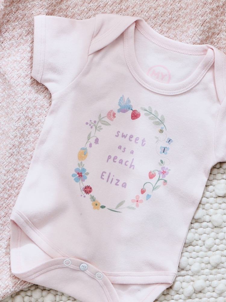 Personalised 100% Cotton Peach Bodysuit by My 1st Years - Image 1 of 5