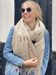 Personalised Embroidered Lambswool Blanket Scarf by Solesmith - Image 1 of 4