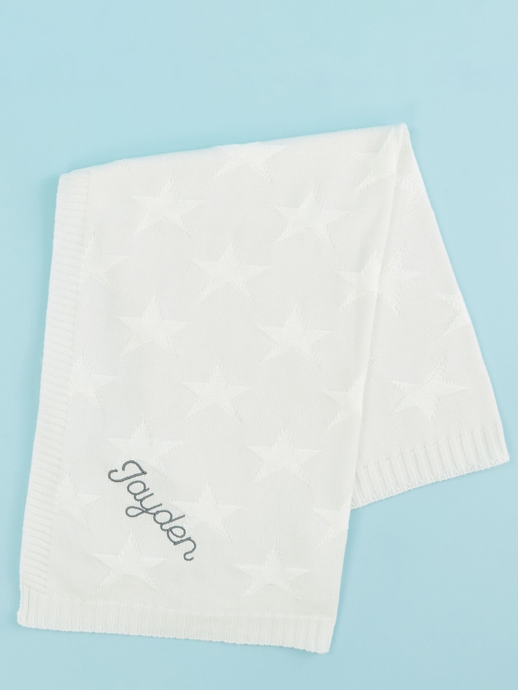 Personalised 100% Cotton Star Jacquard Blanket by My 1st Years - Image 1 of 6