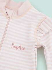 Girls Personalised Stripe All In One Swimsuit By My 1st Years - Image 2 of 5