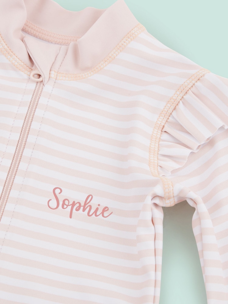 Girls Personalised Stripe All In One Swimsuit By My 1st Years - Image 2 of 5