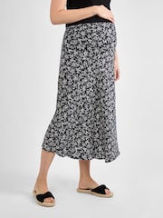 JoJo Maman Bébé Black Floral Maternity Midi Skirt - Image 1 of 4
