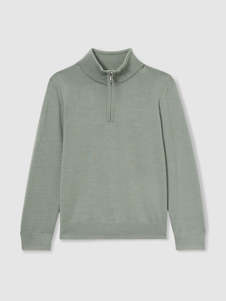 Herb Green - Suéter de lana merino con media cremallera Blackhall de Reiss - Imagen 2 de 4 Herb Green - Suéter de lana merino con media cremallera Blackhall de Reiss - Imagen 2 de 4