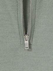 Reiss Herb Green Blackhall 9-13 yrs Merino Wool Half-Zip Funnel Neck Jumper - Image 4 of 4