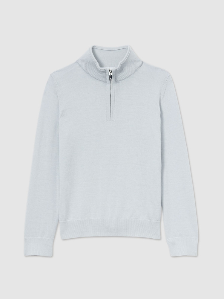 IJsblauw - Reiss Blackhall Merino Wool Quarter Zip Jumper - Image 2 of 4