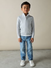 IJsblauw - Reiss Blackhall Merino Wool Quarter Zip Jumper - Image 3 of 4