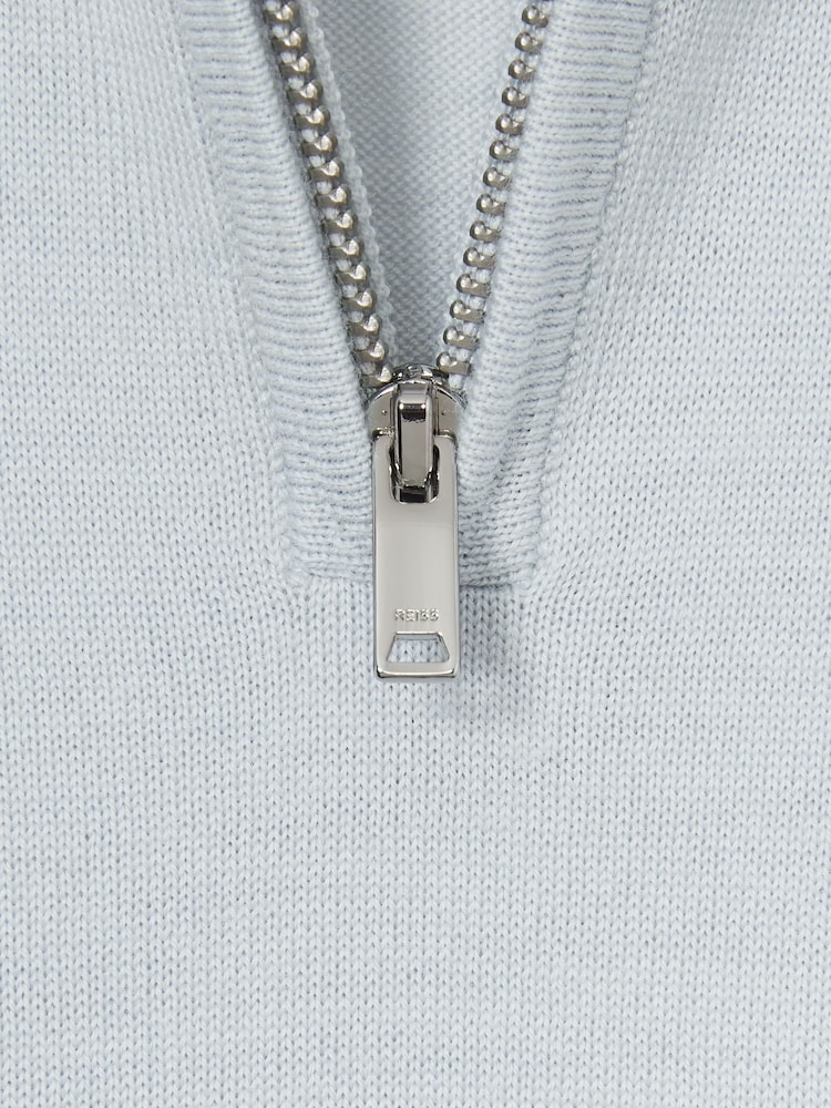 IJsblauw - Reiss Blackhall Merino Wool Quarter Zip Jumper - Image 4 of 4