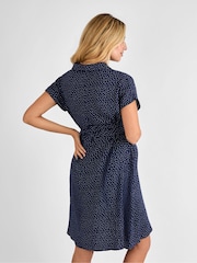 JoJo Maman Bébé Navy Spot Maternity Shirt Dress With Tie - Image 2 of 4