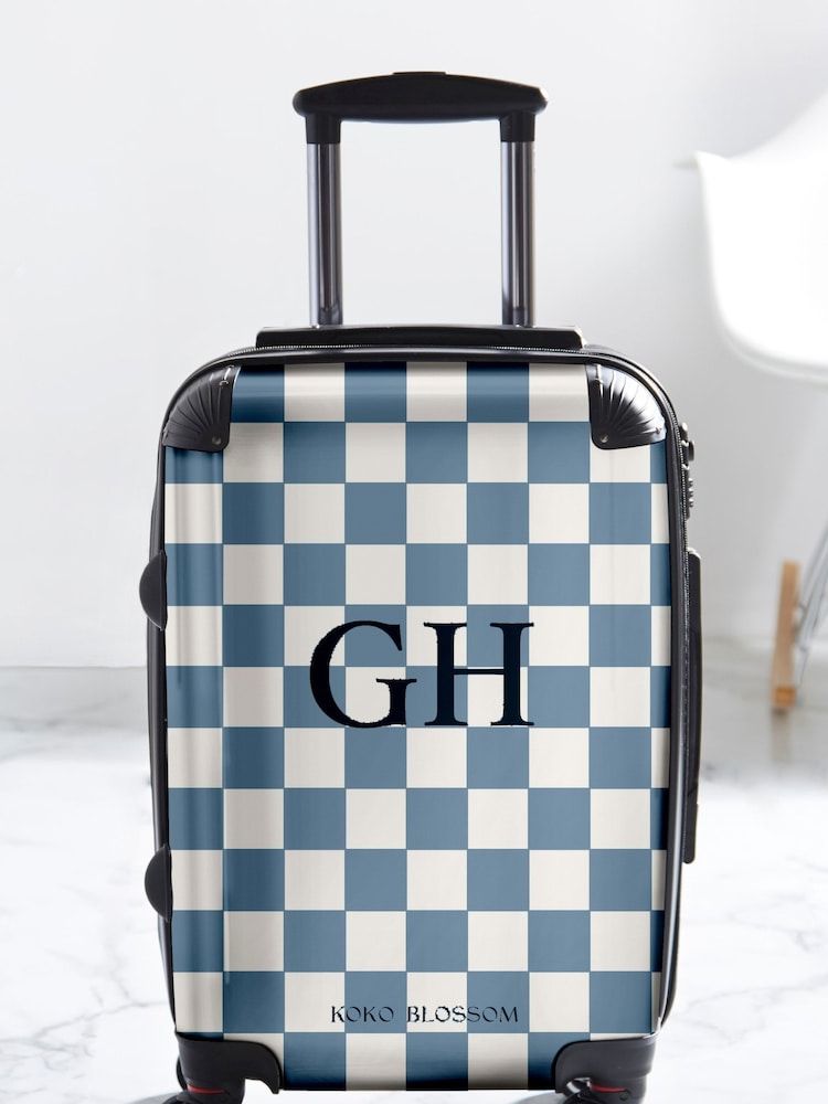 Personalised Checkerboard Suitcase by Koko Blossom - Image 1 of 2