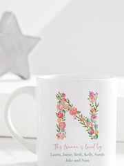 Gift Collective Personalised Floral Letter Nanna Mug by Koko Blossom - Image 1 of 1
