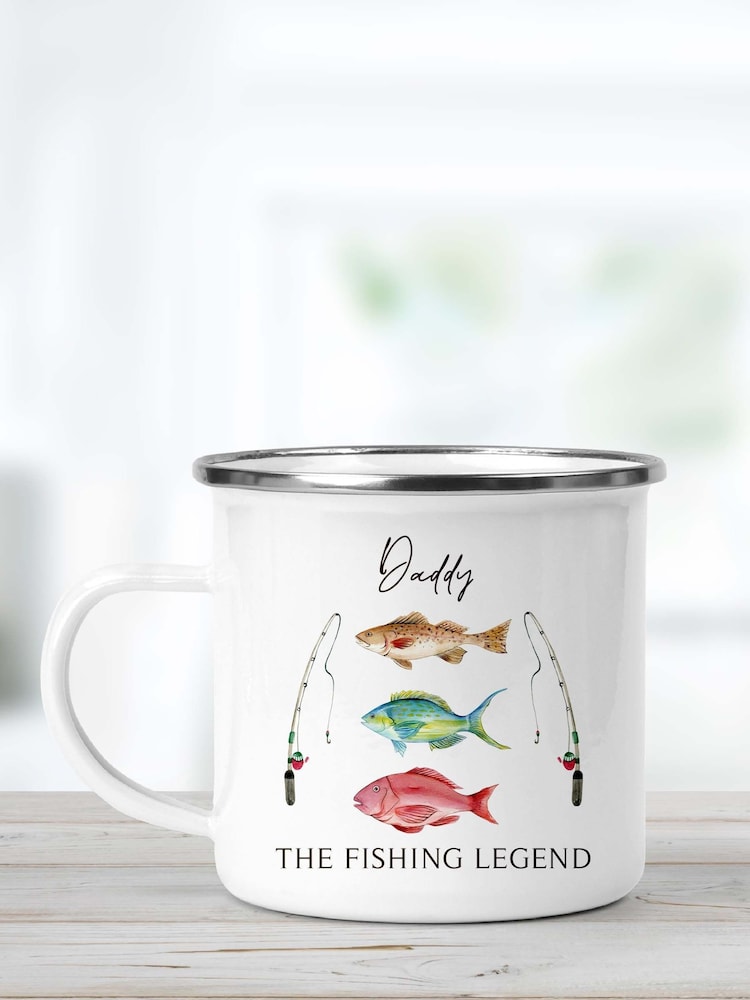 Gift Collective Personalised Fishing Legend Enamel Mug by Koko Blossom - Image 1 of 1