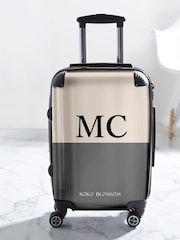 Personalised Smoke Vanilla Colourblock Suitcase by Koko Blossom - Image 1 of 2