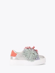 Kurt Geiger London Pink Mini Laney Pom Pom Trainers - Image 1 of 4