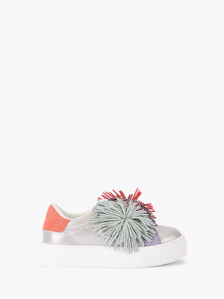 Kurt Geiger London Pink Mini Laney Pom Pom Trainers - Image 1 of 4 Kurt Geiger London Pink Mini Laney Pom Pom Trainers - Image 1 of 4