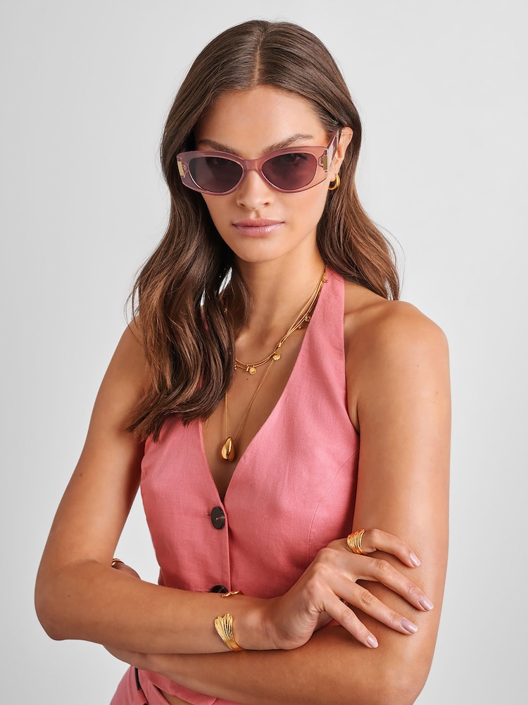 Katie Loxton Pink Rimini Cat-Eye Sunglasses - Image 1 of 5 Katie Loxton Pink Rimini Cat-Eye Sunglasses - Image 1 of 5