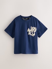 smALLSAINTS Navy Oversized Orlando Logo Crew Neck T-Shirt - Image 1 of 4