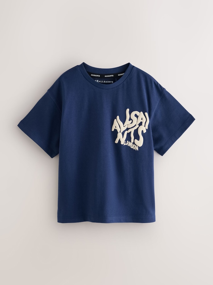 smALLSAINTS Navy Oversized Orlando Logo Crew Neck T-Shirt - Image 1 of 4