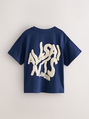 smALLSAINTS Navy Oversized Orlando Logo Crew Neck T-Shirt - Image 2 of 4