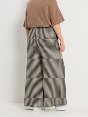 Yours Curve Brown Gingham Wide Leg Trousers - Image 3 of 5