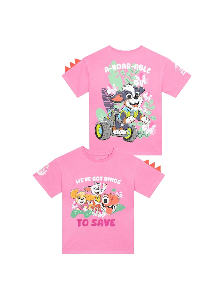 Character Pink Paw Patrol Dinosaur T-Shirt - Image 1 of 10 Character Pink Paw Patrol Dinosaur T-Shirt - Image 1 of 10