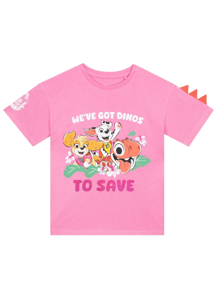 Character Pink Paw Patrol Dinosaur T-Shirt - Image 2 of 10 Character Pink Paw Patrol Dinosaur T-Shirt - Image 2 of 10