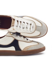 Moda in Pelle White Brioni Leather Multi Panel Gum Sole Trainers - Image 3 of 4