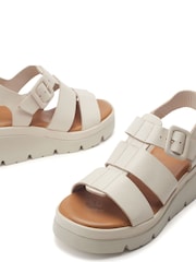 Moda in Pelle White Stathes Leather Wedge Fisherman Sandals - Image 4 of 4
