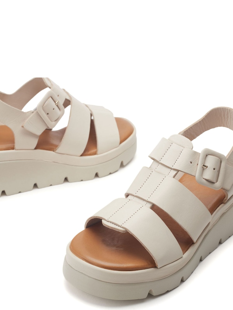 Moda in Pelle White Stathes Leather Wedge Fisherman Sandals - Image 4 of 4 Moda in Pelle White Stathes Leather Wedge Fisherman Sandals - Image 4 of 4
