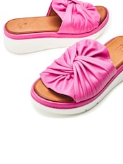 Moda in Pelle Pink Ollin Leather Twist Upper Low Wedge Sliders - Image 4 of 4