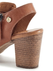 Moda in Pelle Brown Kaprise  Leather Open  Back  Double Zip Sandals - Image 2 of 2