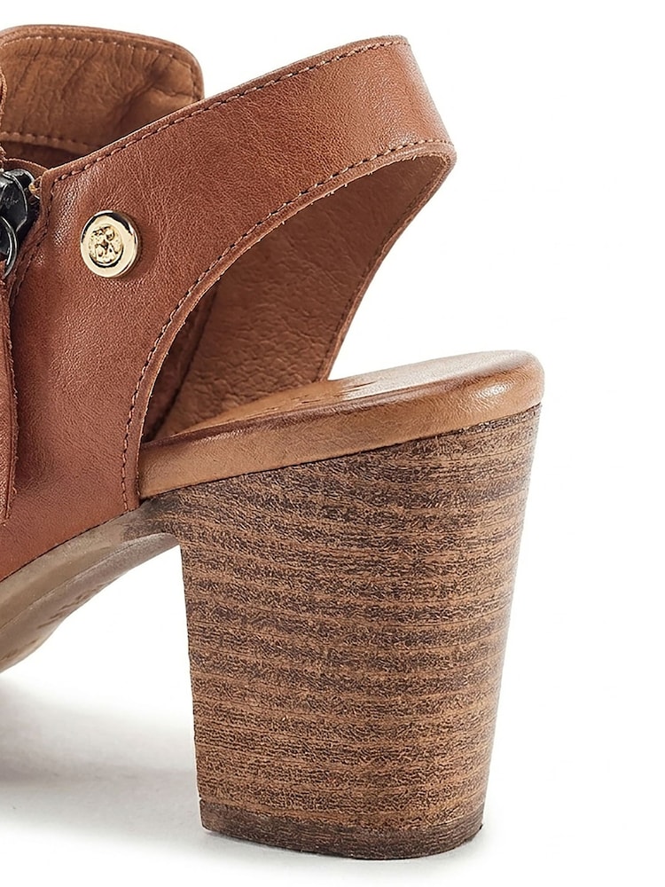 Moda in Pelle Brown Kaprise Leather Open Back Double Zip Sandals - Image 2 of 2 Moda in Pelle Brown Kaprise Leather Open Back Double Zip Sandals - Image 2 of 2