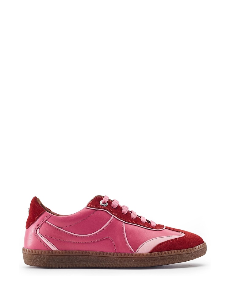 Moda in Pelle Pink Brioni Leather Multi Panel Gum Sole Trainers - Image 1 of 4 Moda in Pelle Pink Brioni Leather Multi Panel Gum Sole Trainers - Image 1 of 4