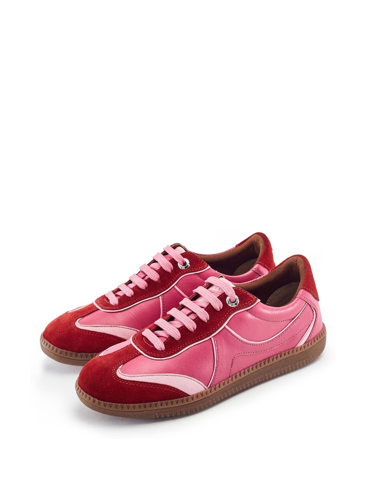 Moda in Pelle Pink Brioni Leather Multi Panel Gum Sole Trainers - Image 2 of 4 Moda in Pelle Pink Brioni Leather Multi Panel Gum Sole Trainers - Image 2 of 4
