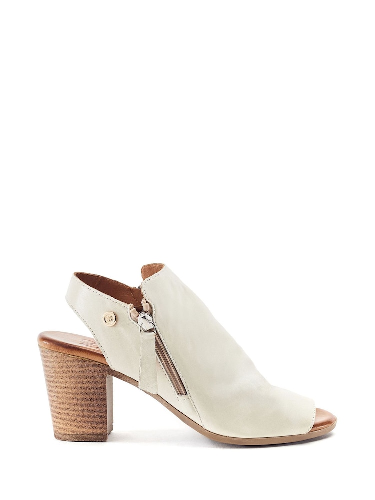 Moda in Pelle White Kaprise Leather Open Back Double Zip Sandals - Image 1 of 2 Moda in Pelle White Kaprise Leather Open Back Double Zip Sandals - Image 1 of 2