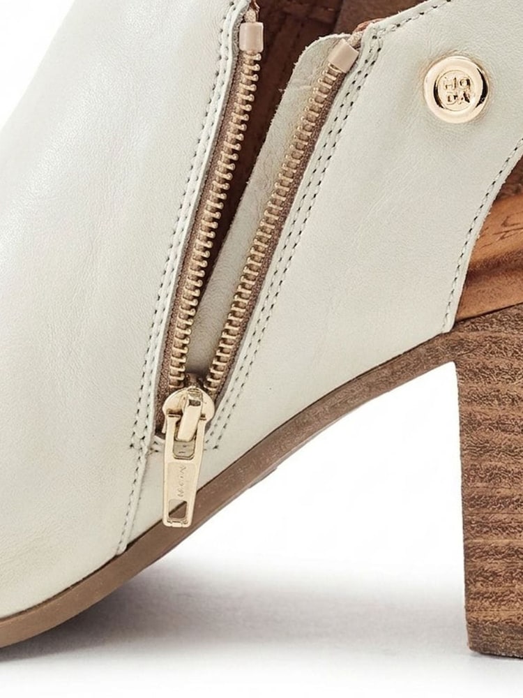 Moda in Pelle White Kaprise Leather Open Back Double Zip Sandals - Image 2 of 2 Moda in Pelle White Kaprise Leather Open Back Double Zip Sandals - Image 2 of 2
