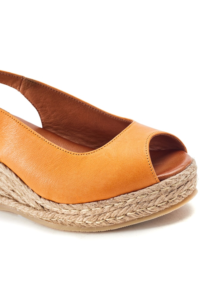 Moda in Pelle Orange Karisa Leather Peep Toe Raffia Wedge Sandals - Image 2 of 2 Moda in Pelle Orange Karisa Leather Peep Toe Raffia Wedge Sandals - Image 2 of 2
