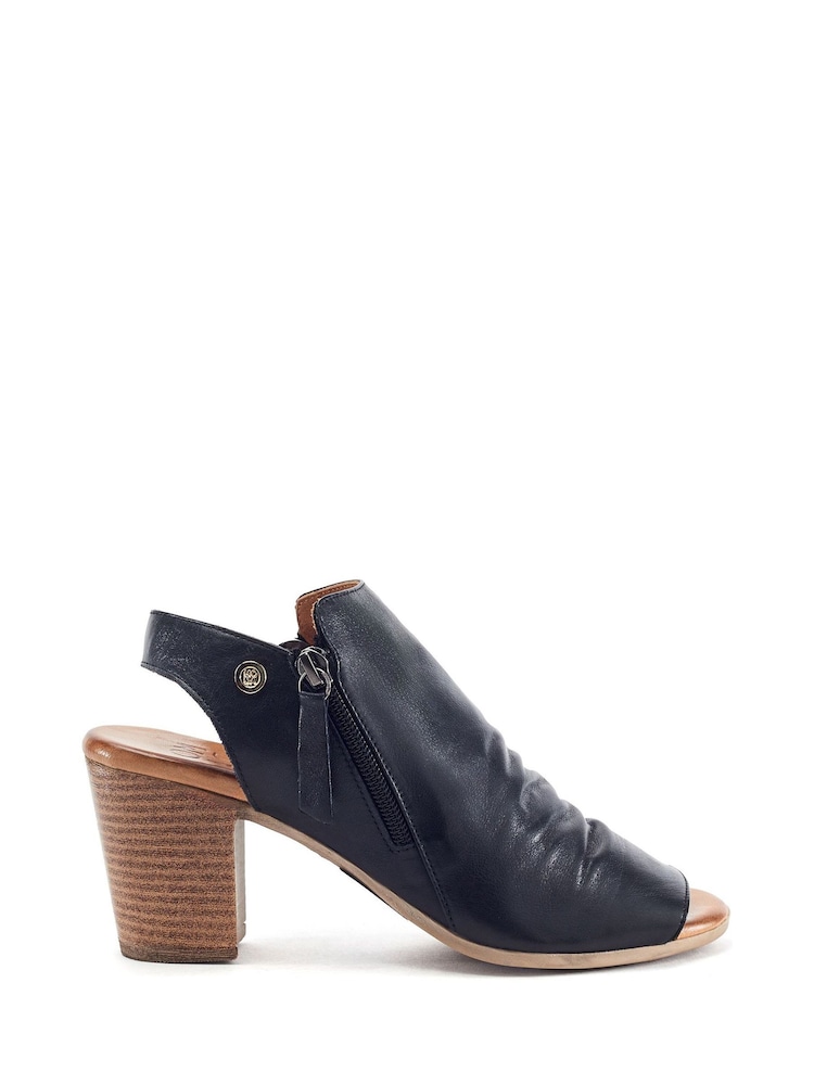 Moda in Pelle Black Kaprise Leather Open Back Double Zip Sandals - Image 1 of 2 Moda in Pelle Black Kaprise Leather Open Back Double Zip Sandals - Image 1 of 2