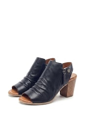 Moda in Pelle Black Kaprise  Leather Open  Back  Double Zip Sandals - Image 2 of 2
