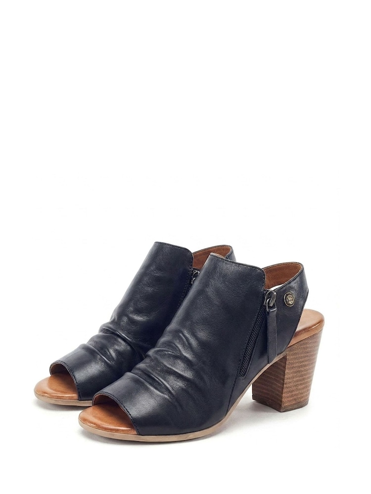 Moda in Pelle Black Kaprise Leather Open Back Double Zip Sandals - Image 2 of 2 Moda in Pelle Black Kaprise Leather Open Back Double Zip Sandals - Image 2 of 2