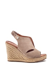 Moda in Pelle Natural Keerah Leather Peep Toe Raffia Wedge Sandals - Image 1 of 2