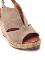 Moda in Pelle Natural Keerah Leather Peep Toe Raffia Wedge Sandals - Image 2 of 2