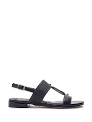 Negro - Sandalias planas con piedras semipreciosas Lexia de Moda in Pelle - Imagen 1 de 4
