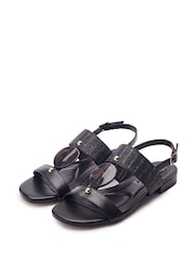Negro - Sandalias planas con piedras semipreciosas Lexia de Moda in Pelle - Imagen 2 de 4
