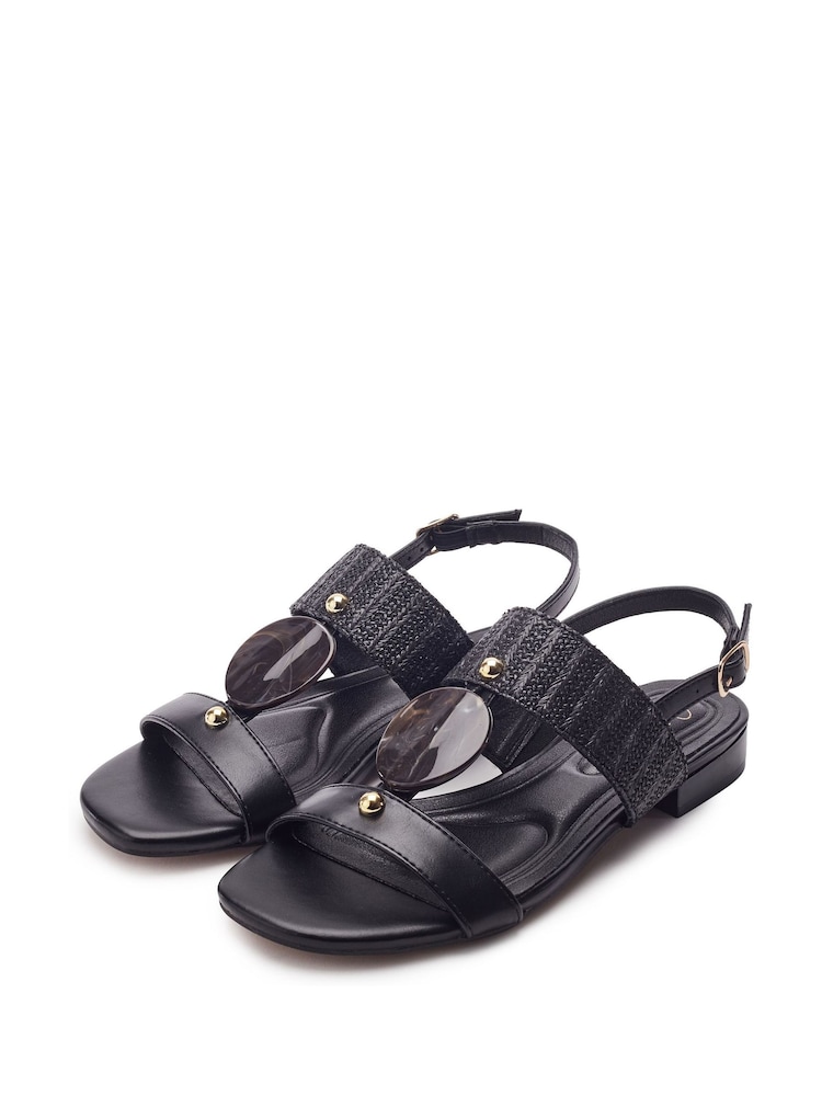 Negro - Sandalias planas con piedras semipreciosas Lexia de Moda in Pelle - Imagen 2 de 4 Negro - Sandalias planas con piedras semipreciosas Lexia de Moda in Pelle - Imagen 2 de 4