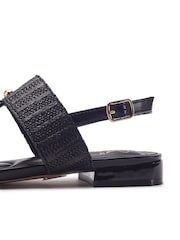 Negro - Sandalias planas con piedras semipreciosas Lexia de Moda in Pelle - Imagen 3 de 4