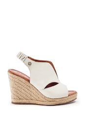 Moda in Pelle White Keerah Leather Peep Toe Raffia Wedge Sandals - Image 1 of 2